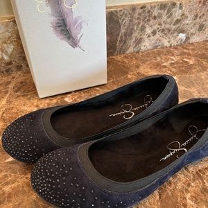 Jessica Simpson Navy Velvet Flats